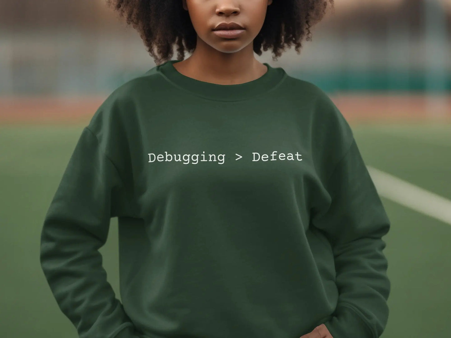 Debugging Greater Than Defeat Inspiring Sweatshirt Product