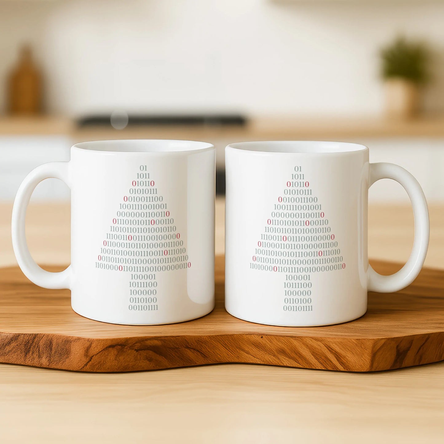 Binary Code Christmas Tree White Ceramic Coffee Mug