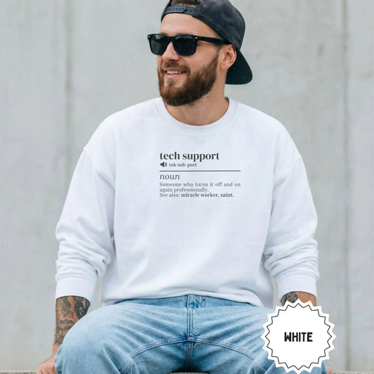 Tech Support Definition Printed White Sweatshirt