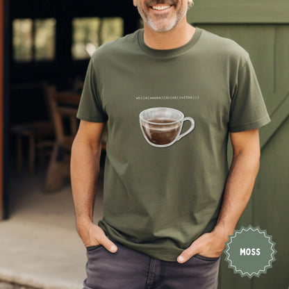 While Awake Drink Coffee Mug Graphic T-shirt