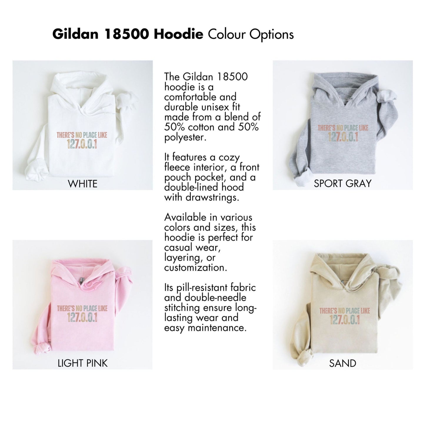 Gildan 18500 Hoodie Comfortable Unisex Fit with Pocket