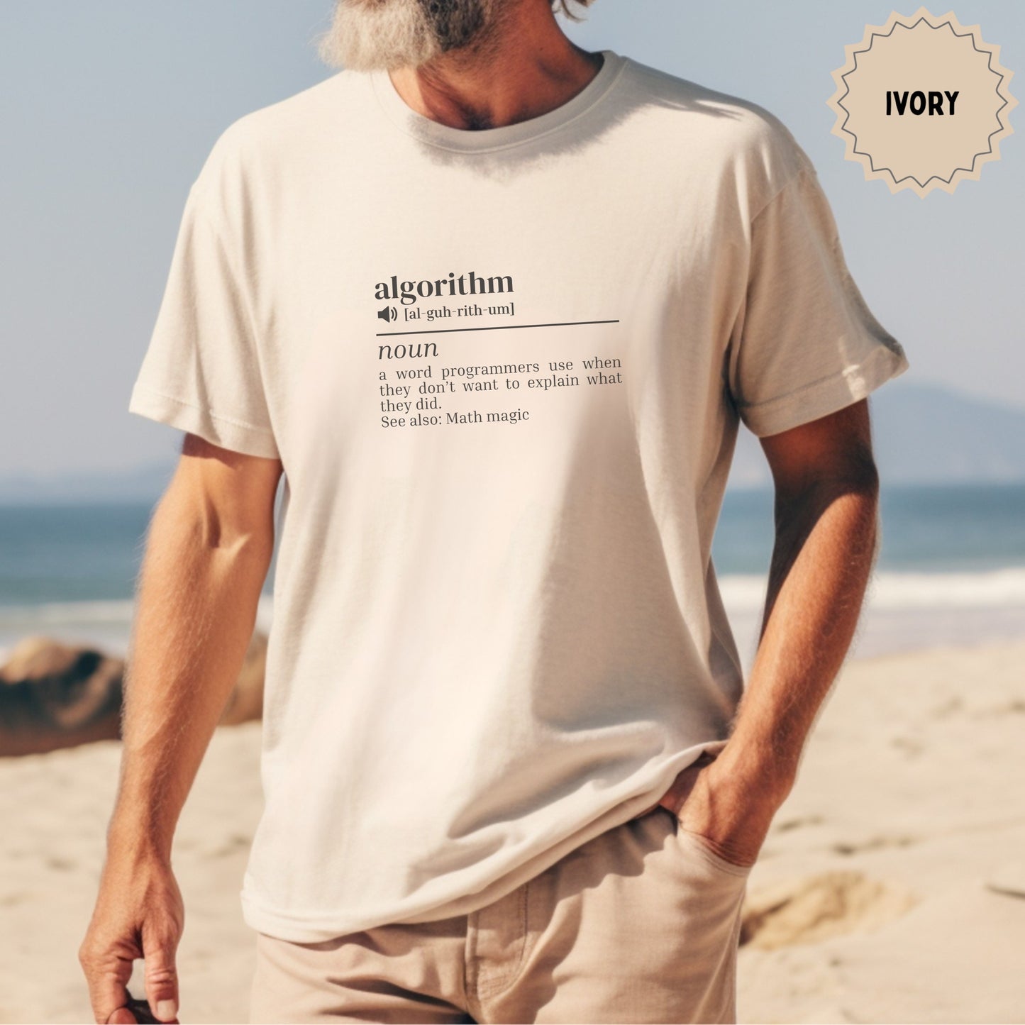 Funny Algorithm Definition Ivory T-shirt for Programmers