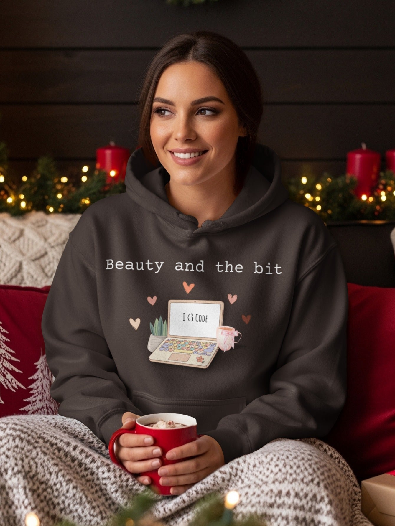 Beauty and the Bit I <3 Code Graphic Hoodie