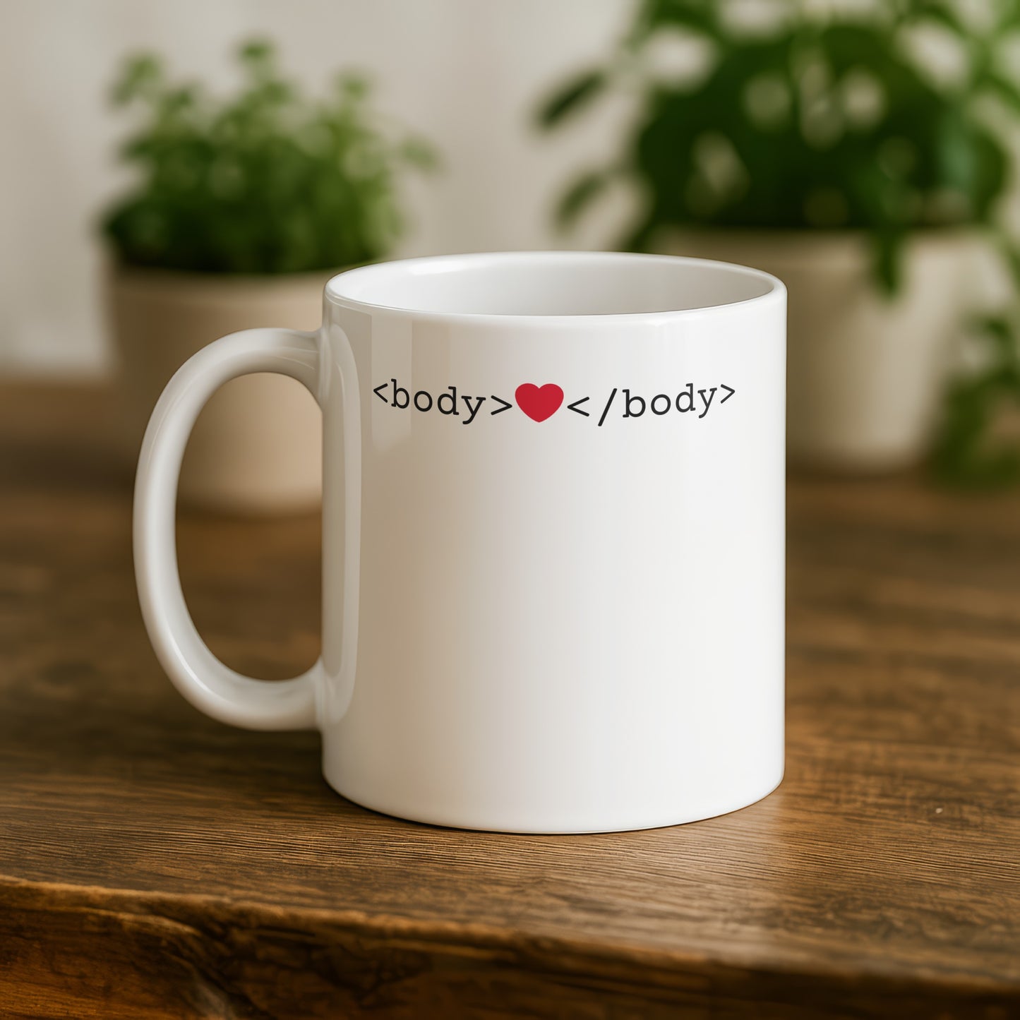 HTML Body Heart Mug for Programmers Coffee Cup