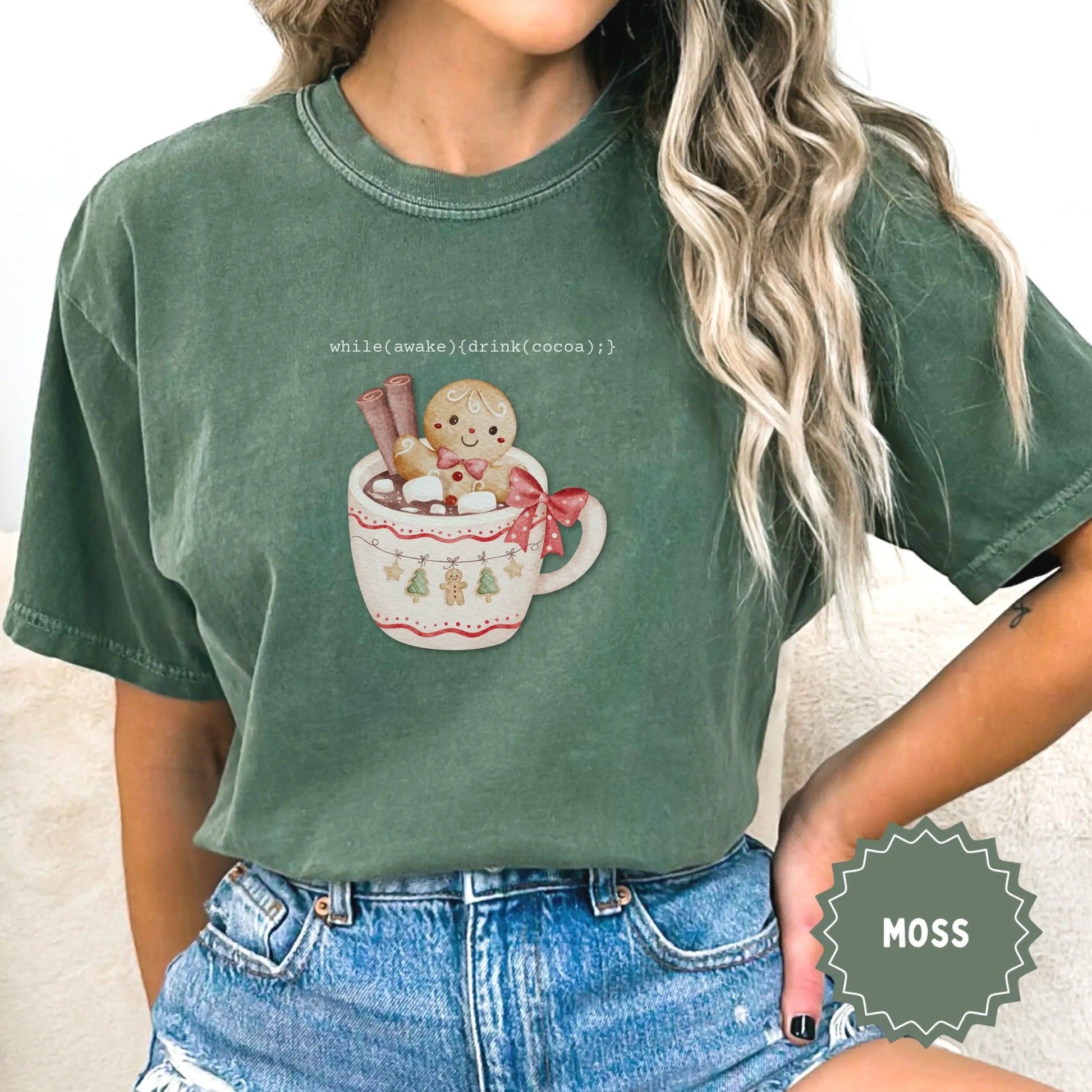 Cute Gingerbread Hot Cocoa Shirt with Festive Mug Design