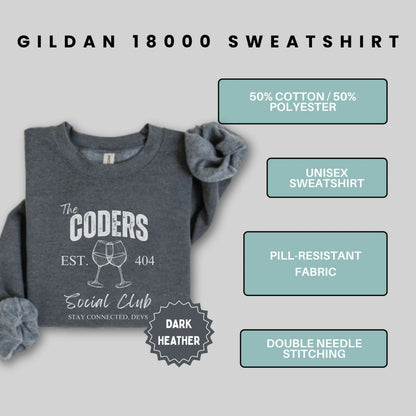 Gildan 18000 Dark Heather Unisex Sweatshirt Coders Club