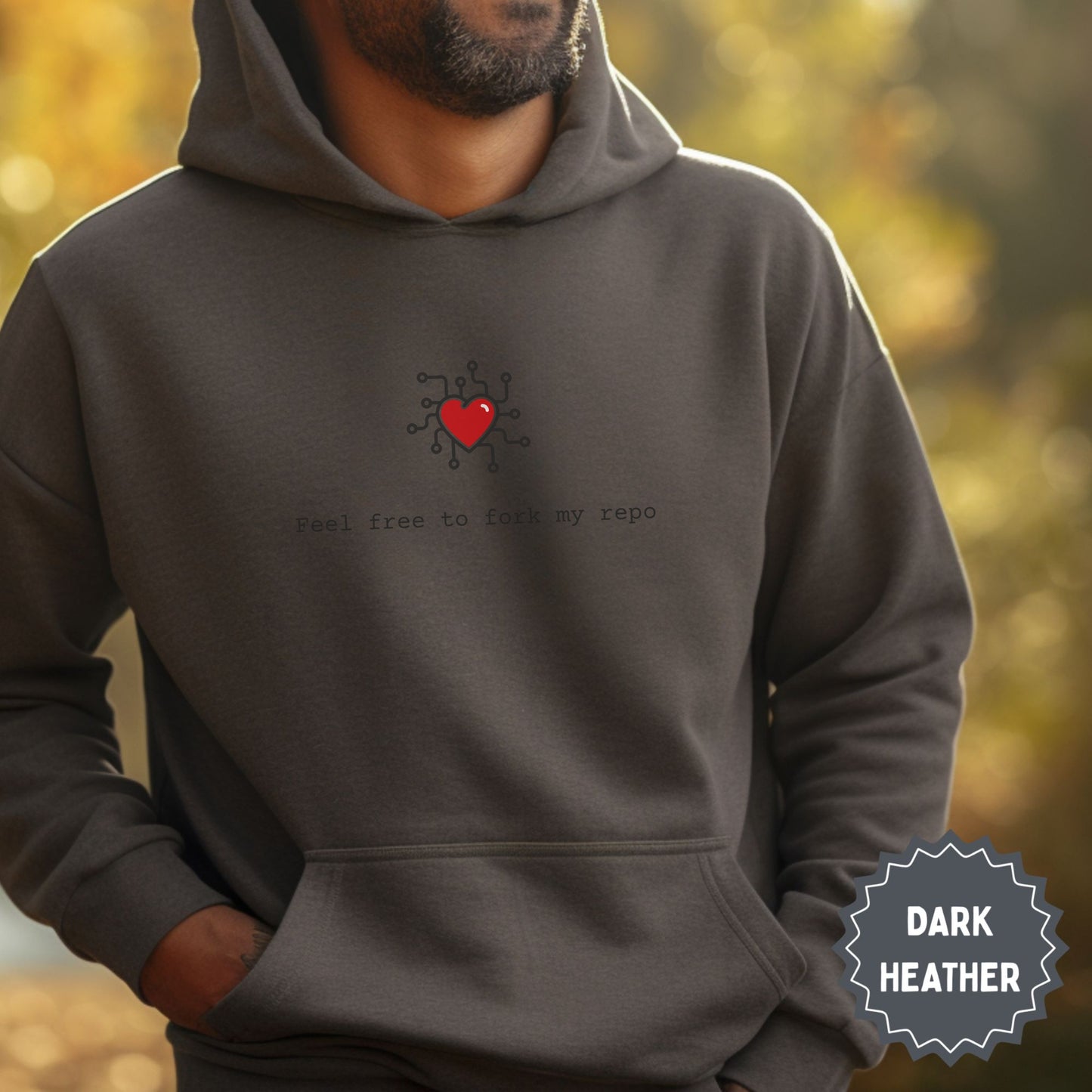 Feel Free to Fork My Repo Dark Heather Hoodie