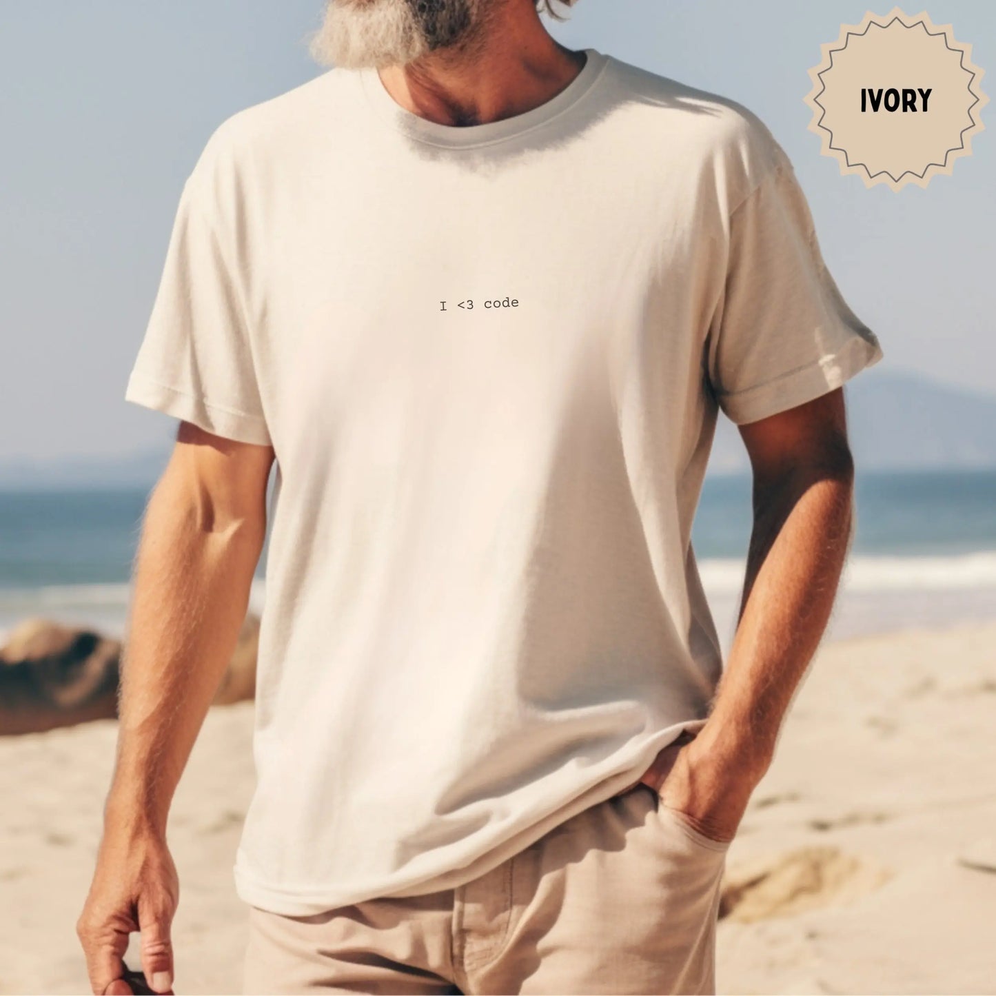 I <3 Code Print Ivory T-Shirt Perfect Beach Wear