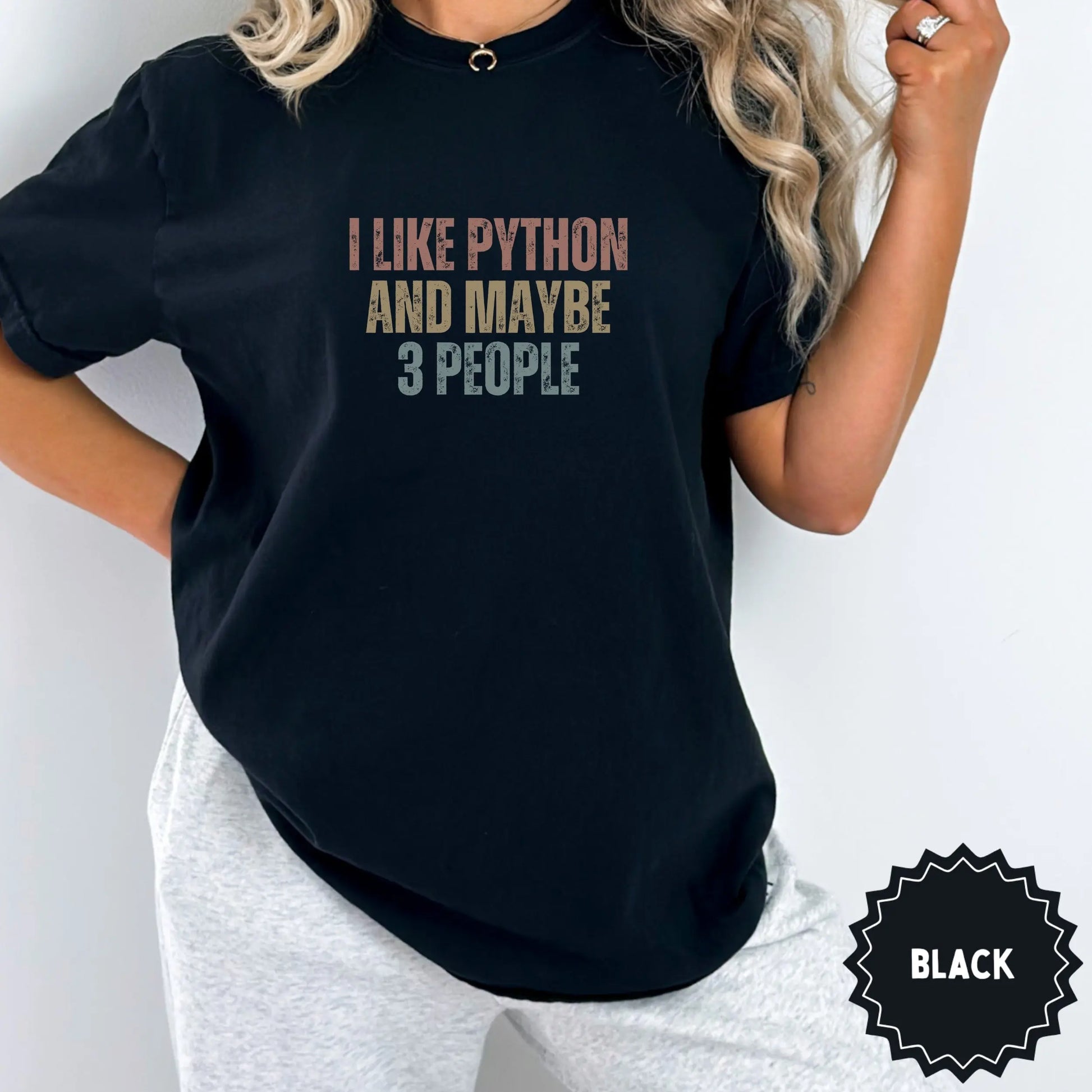 I Like Python And Maybe 3 People Black Shirt
