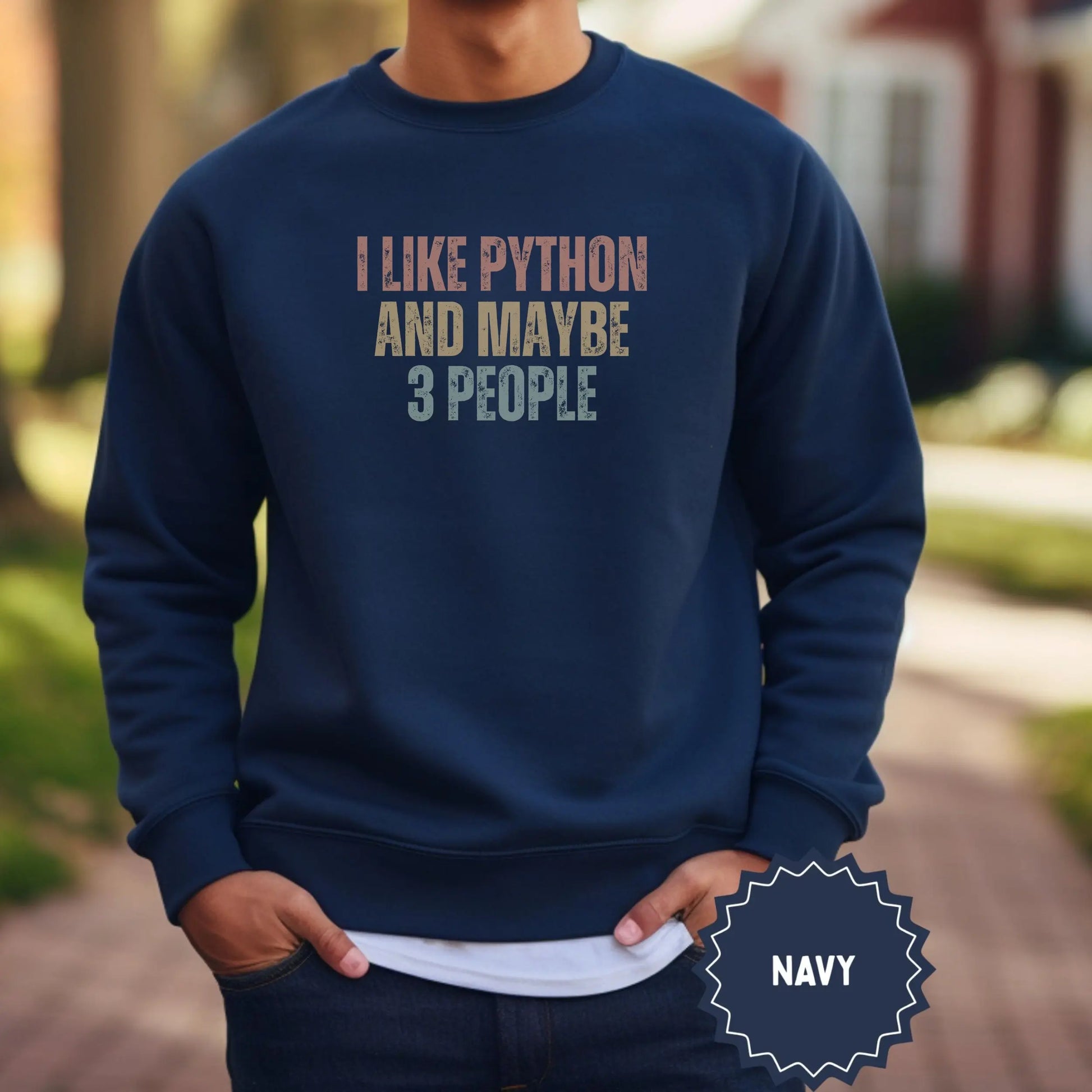 I Like Python And Maybe 3 People Sweater Navy
