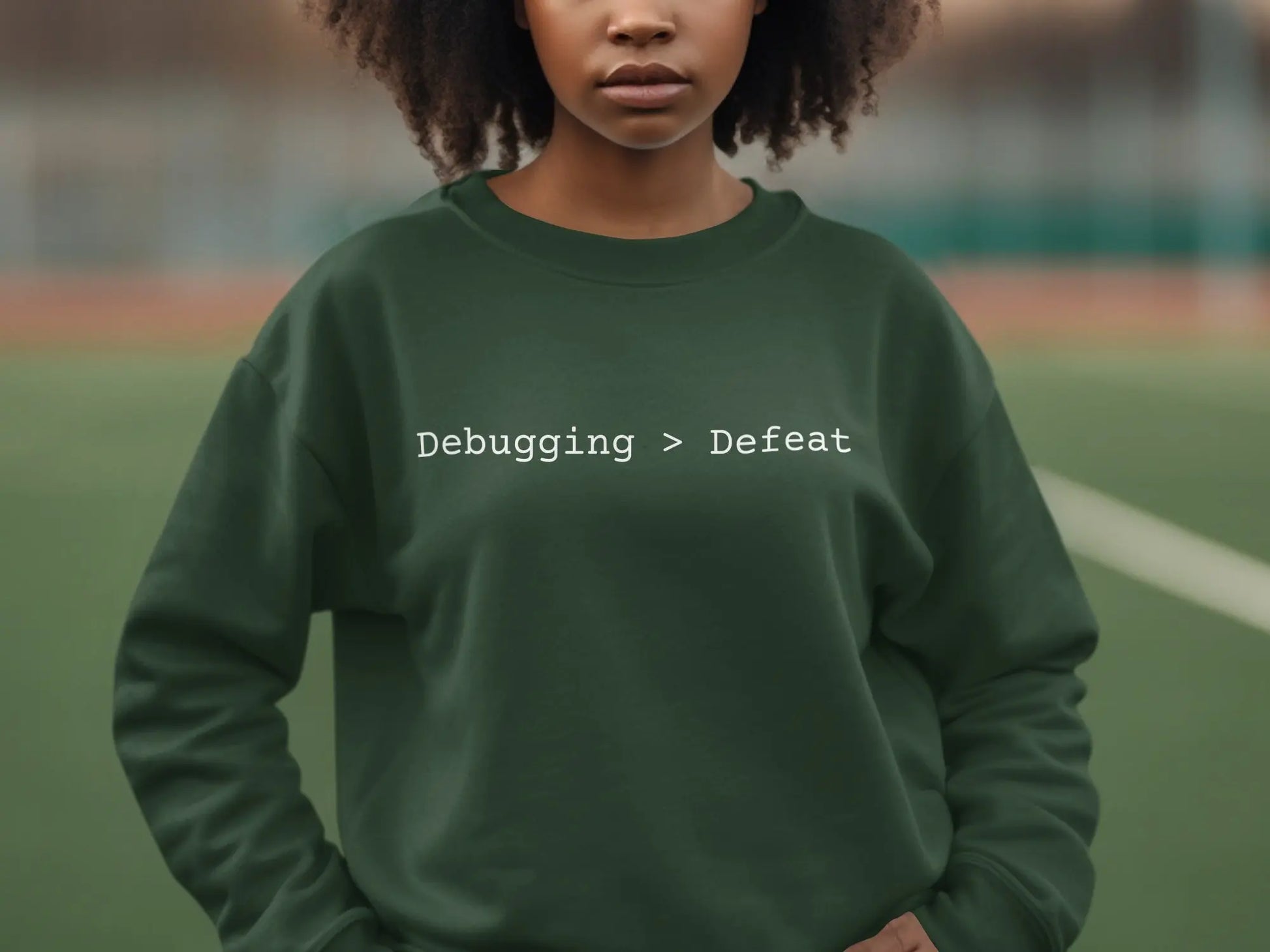 Debugging Greater Than Defeat Inspiring Sweatshirt Product