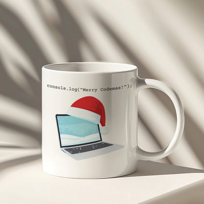 'Merry Codemas Console.Log Christmas Laptop Mug'