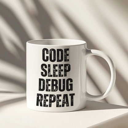 Code Sleep Debug Repeat Motivational Mug for Programmers
