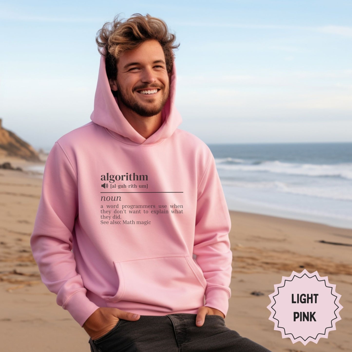 Algorithm Definition Light Pink Hoodie for Programmers