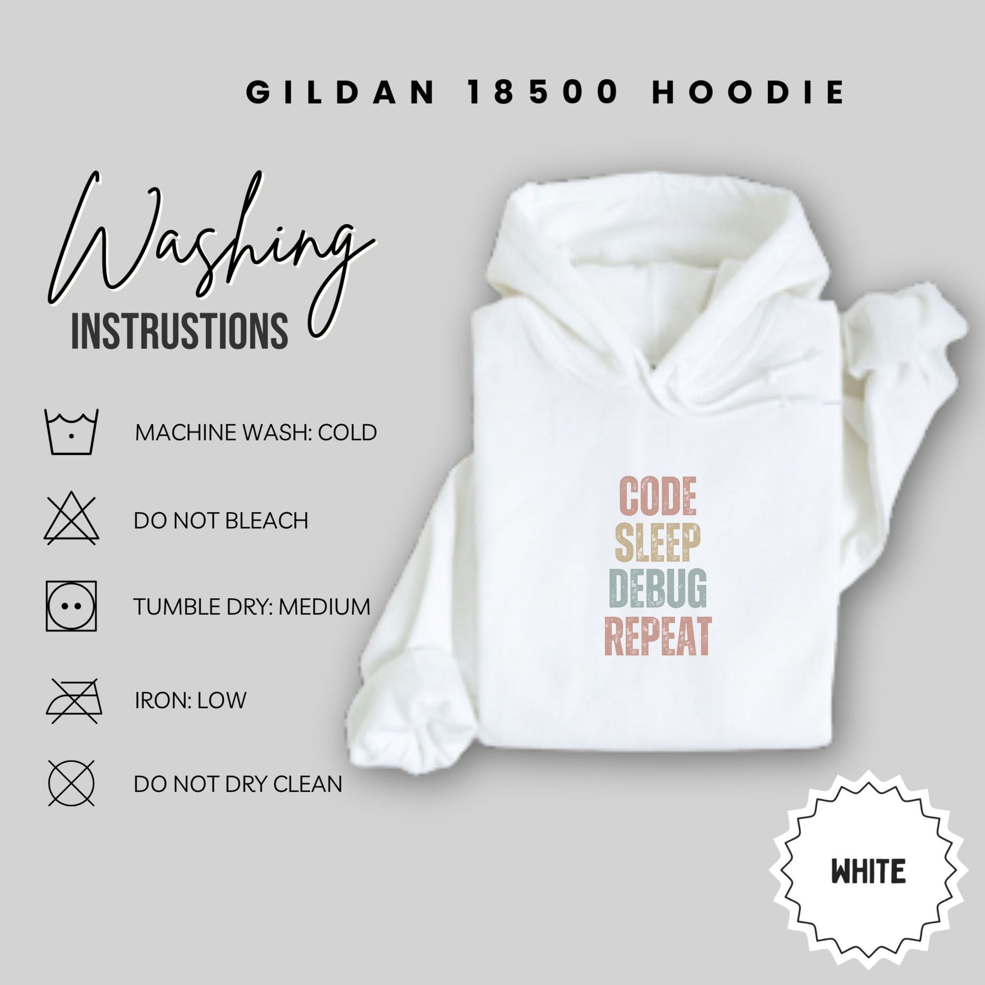 Gildan 18500 Hoodie Code Sleep Debug Repeat