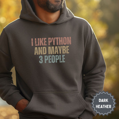 I Like Python And Maybe 3 People Dark Heather Hoodie