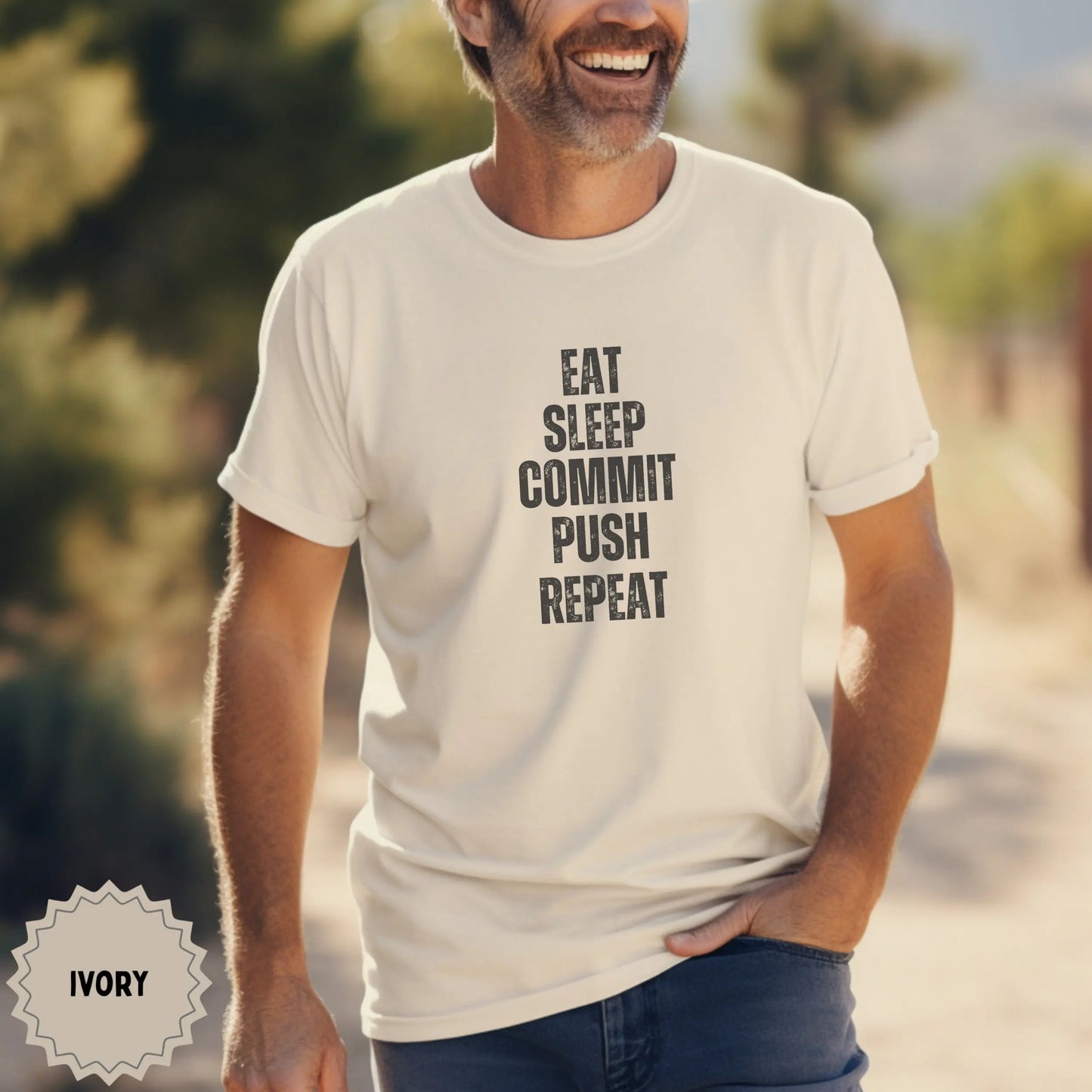 Eat Sleep Commit Push Repeat Ivory Graphic Tee