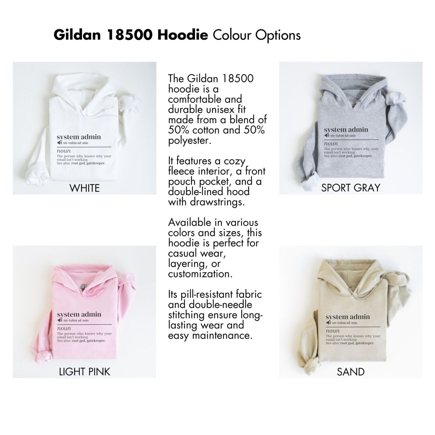 System Admin Gildan 18500 Hoodie in Various Colours