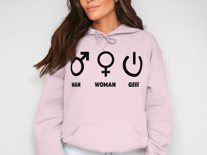 Man Woman Geek Symbols Hoodie for Geeky Apparel