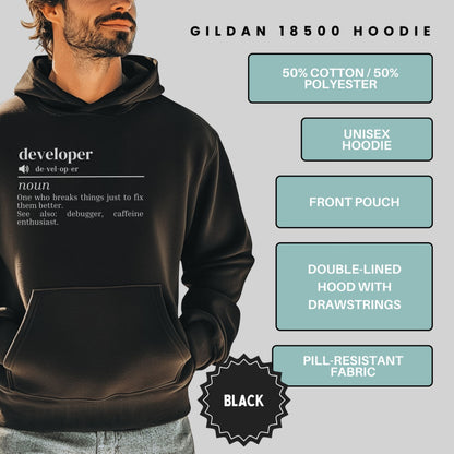 Developer Definition Hoodie Unisex Double Lined Hood