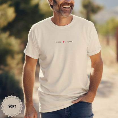 Ivory T-Shirt with Body Heart Graphic Design