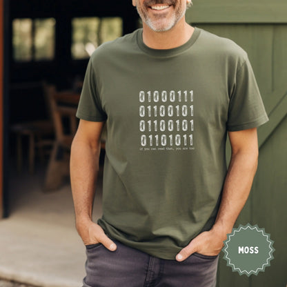 Binary Code Design Moss Green T-Shirt