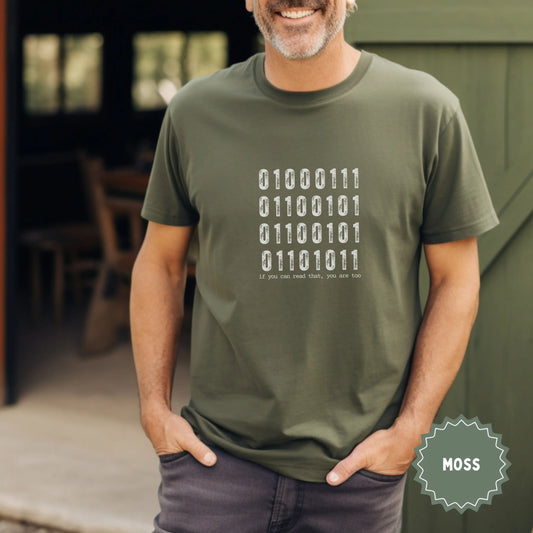 Binary Code Design Moss Green T-Shirt