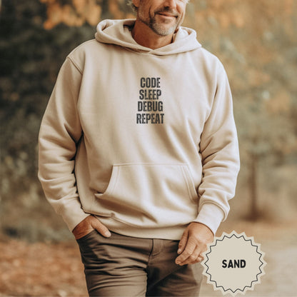 Code Sleep Debug Repeat Sand Hoodie for Programmers