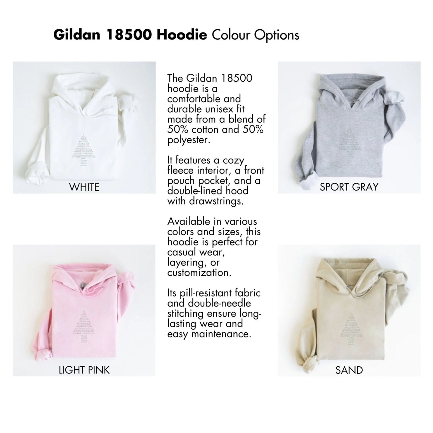 Gildan 18500 Hoodie Colour Options Unisex Hoodie