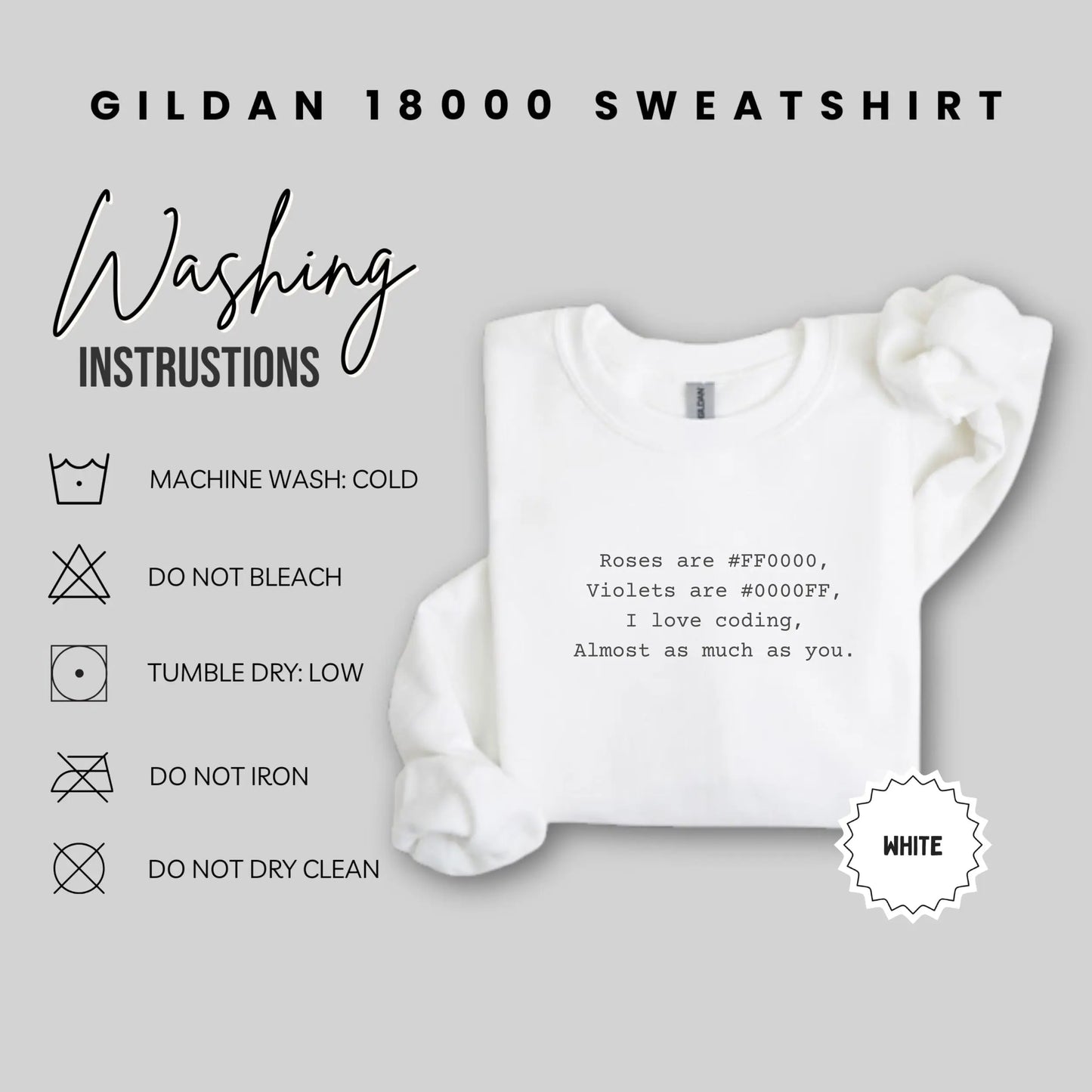 Gildan 18000 Sweatshirt Roses are FF0000 White Product