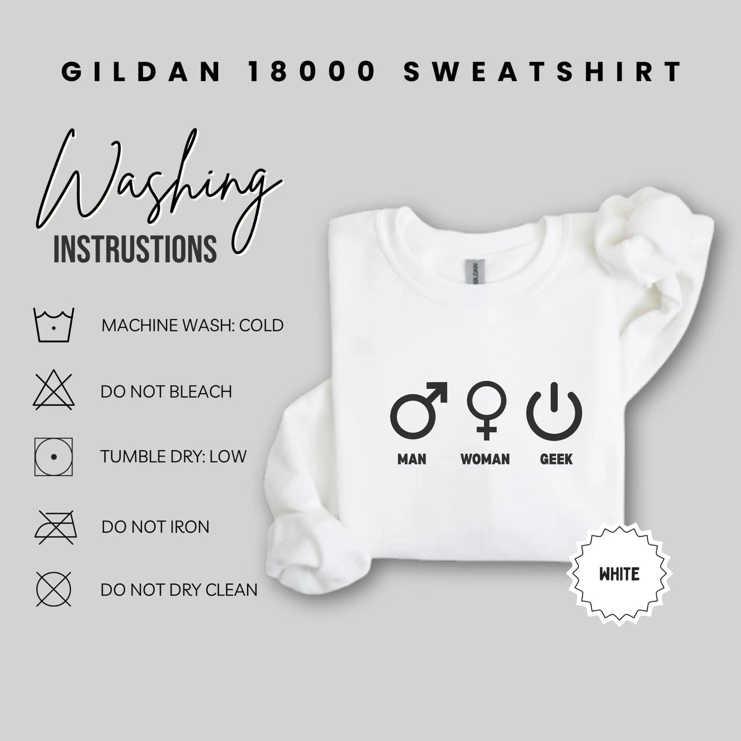 Gildan 18000 Geek Man Woman Symbols Sweatshirt