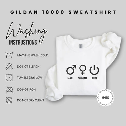 Gildan 18000 Geek Man Woman Symbols Sweatshirt