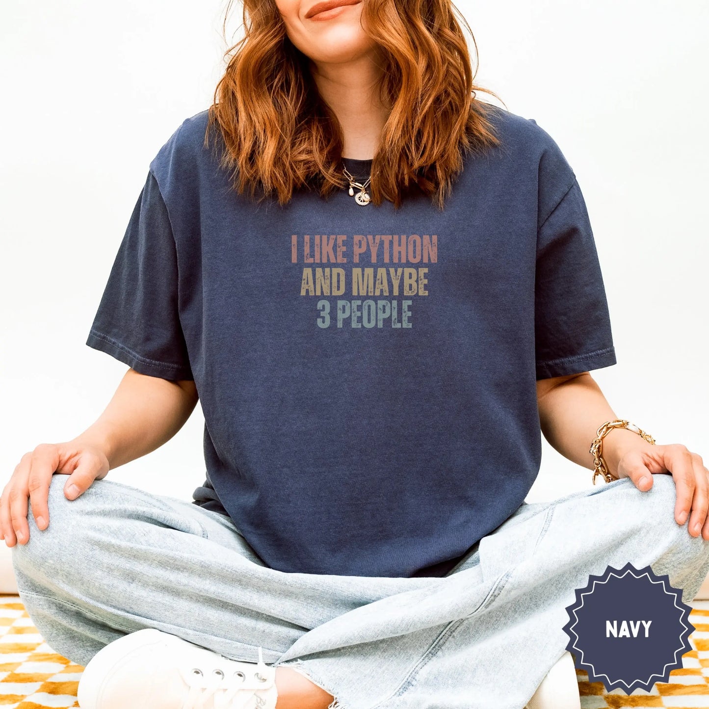 I Like Python And Maybe Three People Navy T-Shirt