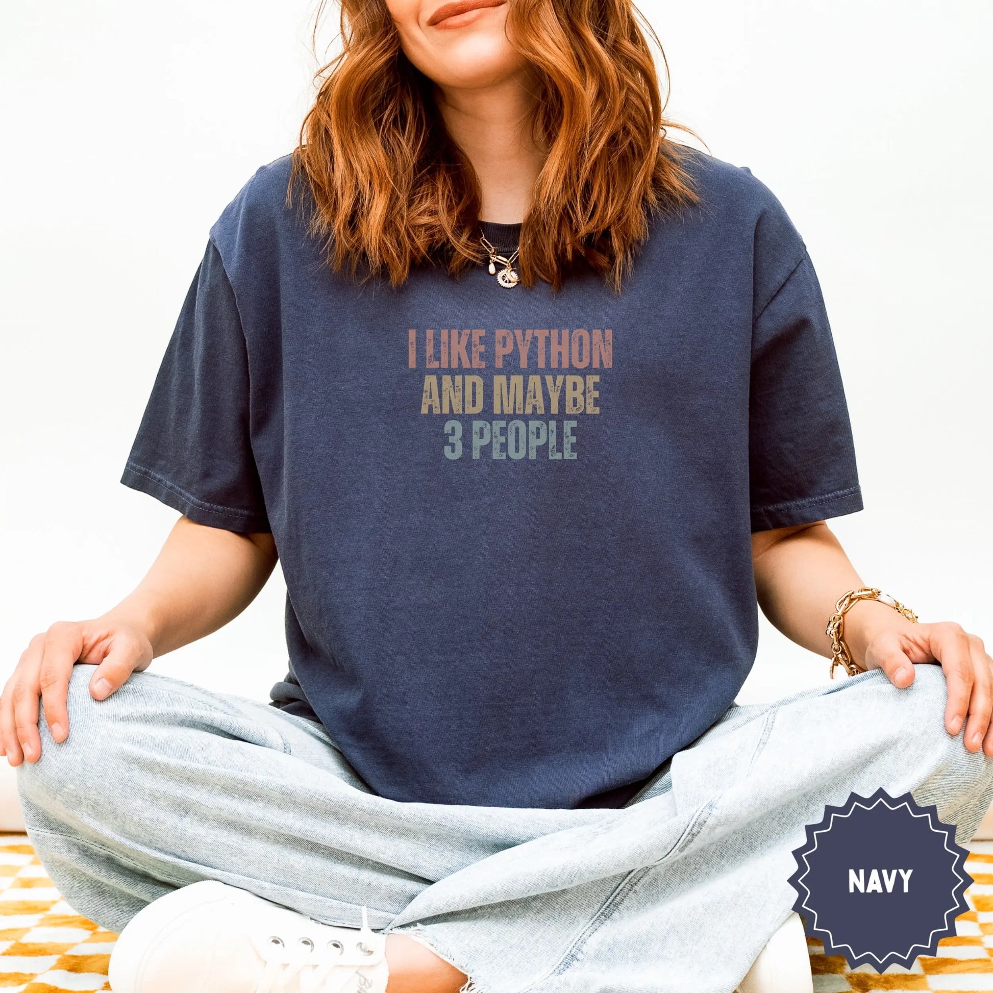 I Like Python And Maybe Three People Navy T-Shirt