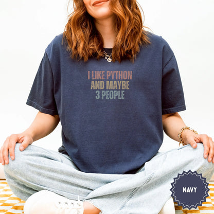 I Like Python And Maybe Three People Navy T-Shirt