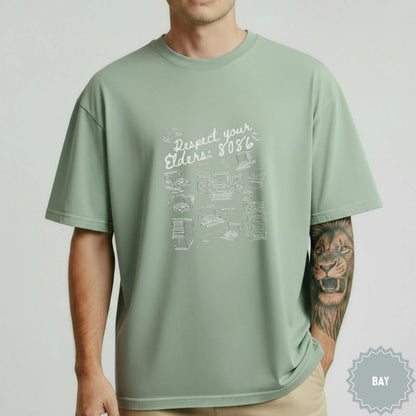 Respect Your Elders 8086 Graphic T-Shirt for Tech Enthusiasts