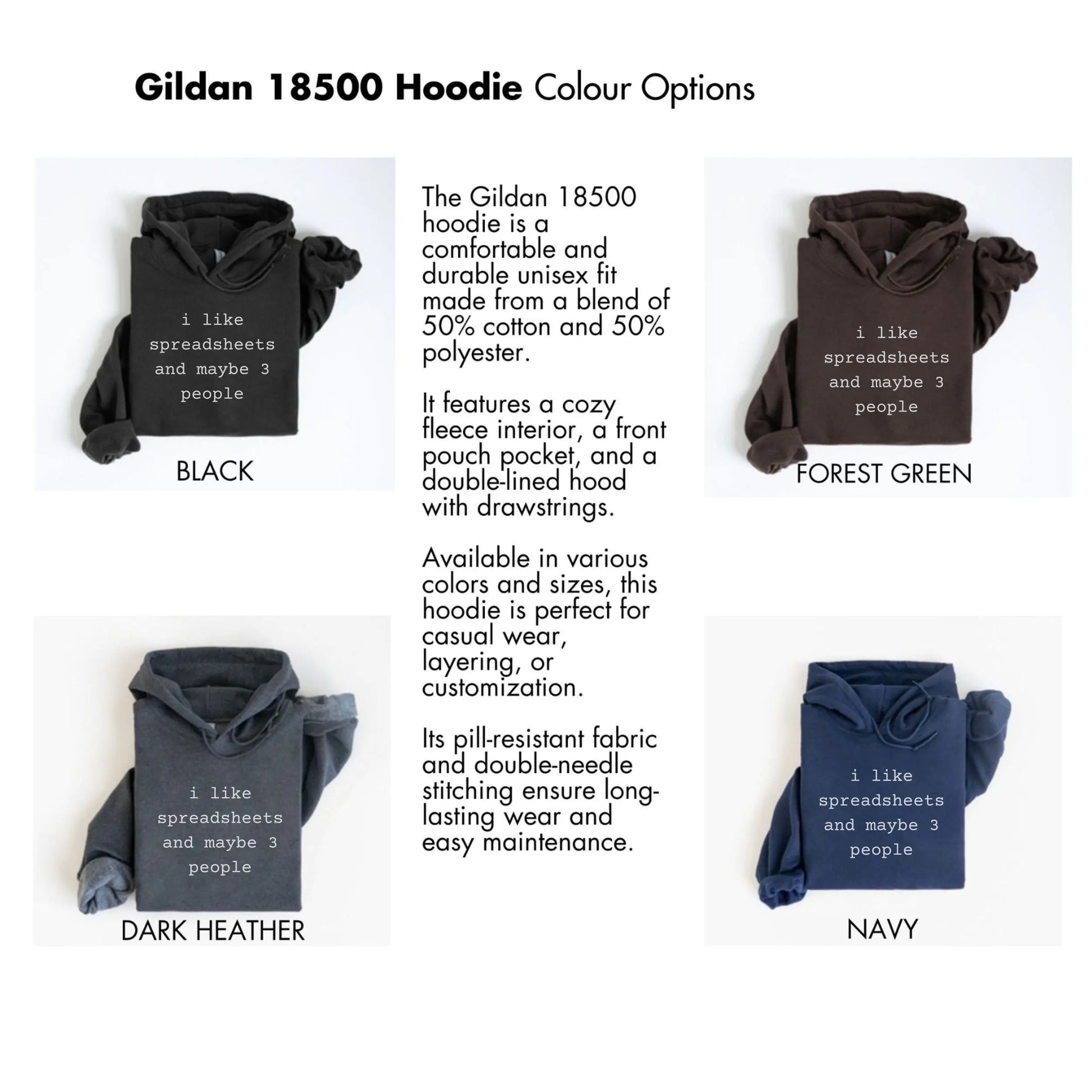 Gildan 18500 Hoodie I Like Spreadsheets Design