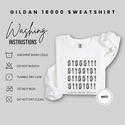 Gildan 18000 Sweatshirt with Binary Code Print Design