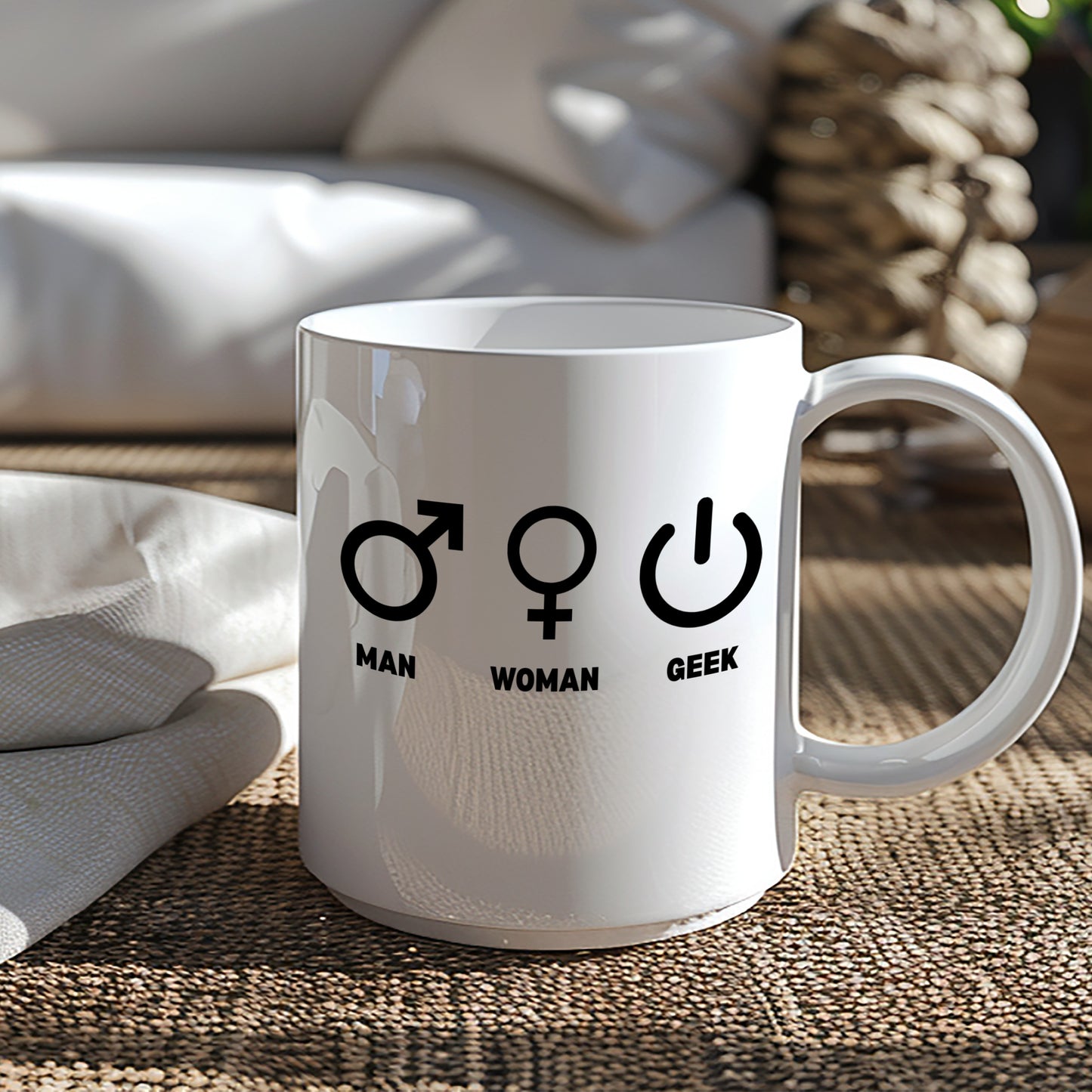 Man Woman Geek Symbols White Coffee Mug
