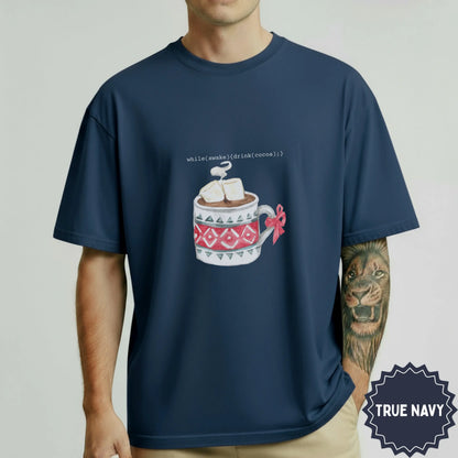 True Navy While Awake Drink Cocoa Graphic Tee