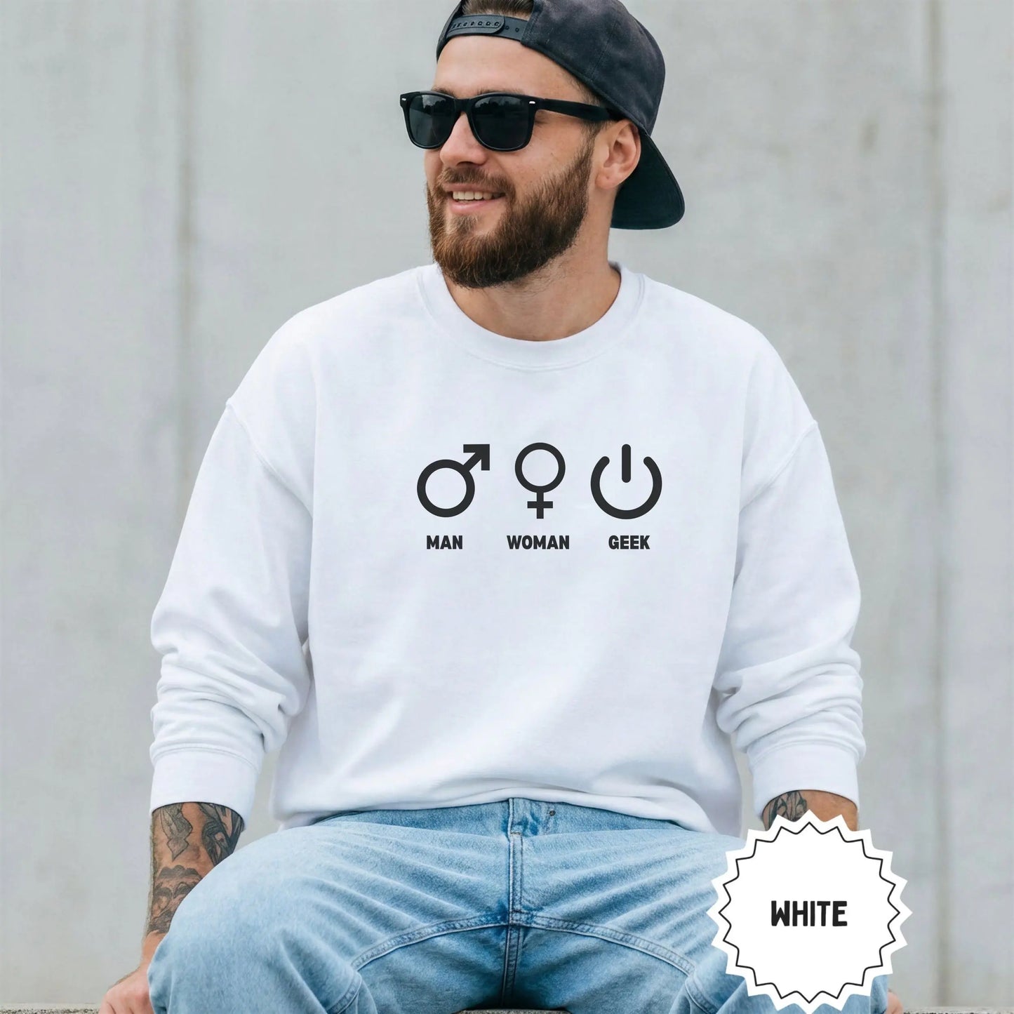 Man Woman Geek Symbols Graphic Sweatshirt