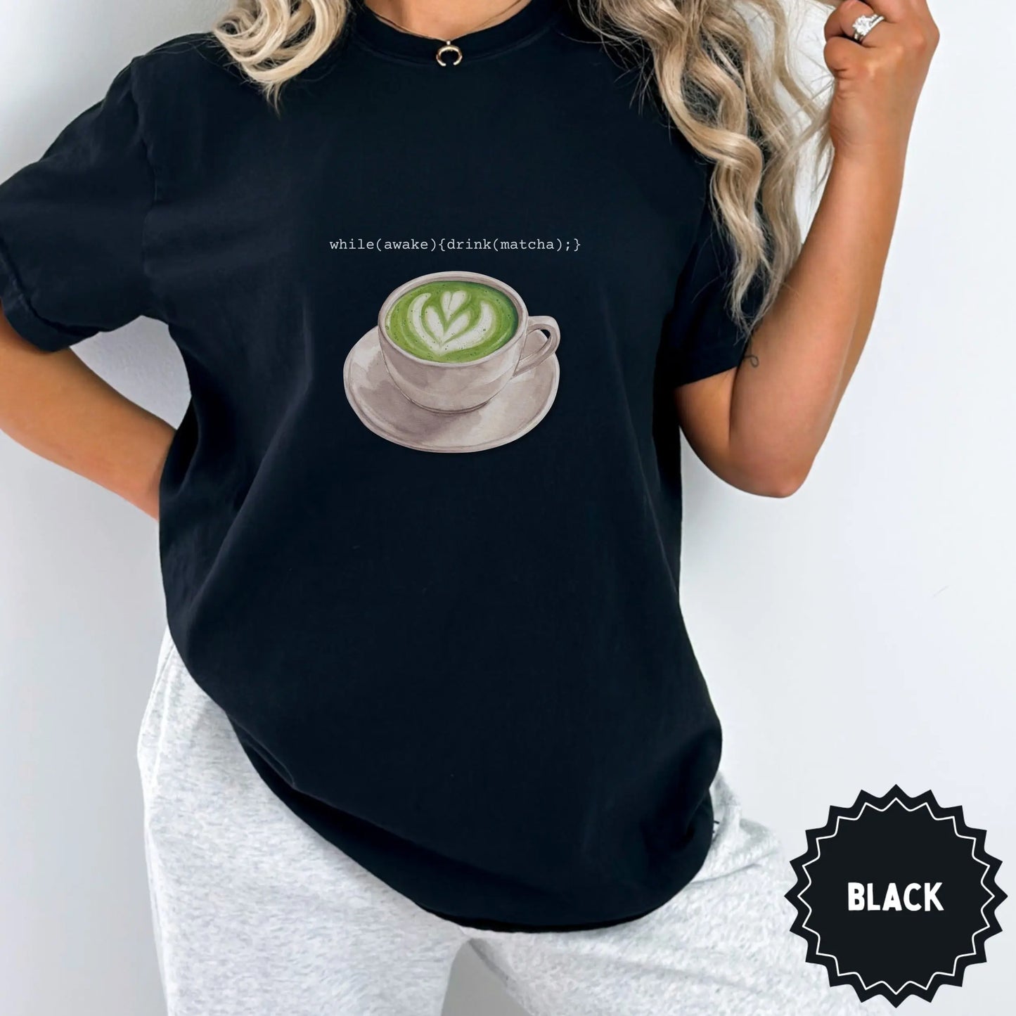 Funny Matcha Lover T-Shirt While Awake Print