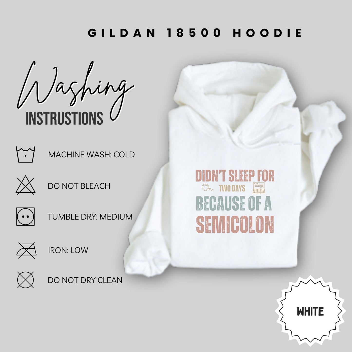 Didn't Sleep for Two Days Because of a Semicolon Hoodie