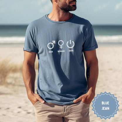 Blue Jean Man Woman Geek Symbols Short Sleeve Shirt