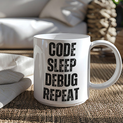 Code Sleep Debug Repeat Inspirational Mug