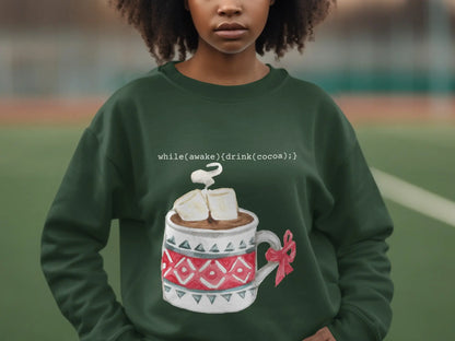 Cozy Sweatshirt with Hot Cocoa Programming Design