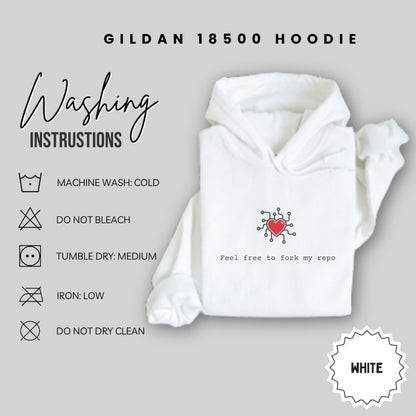 Feel Free to Fork My Repo White Gildan 18500 Hoodie