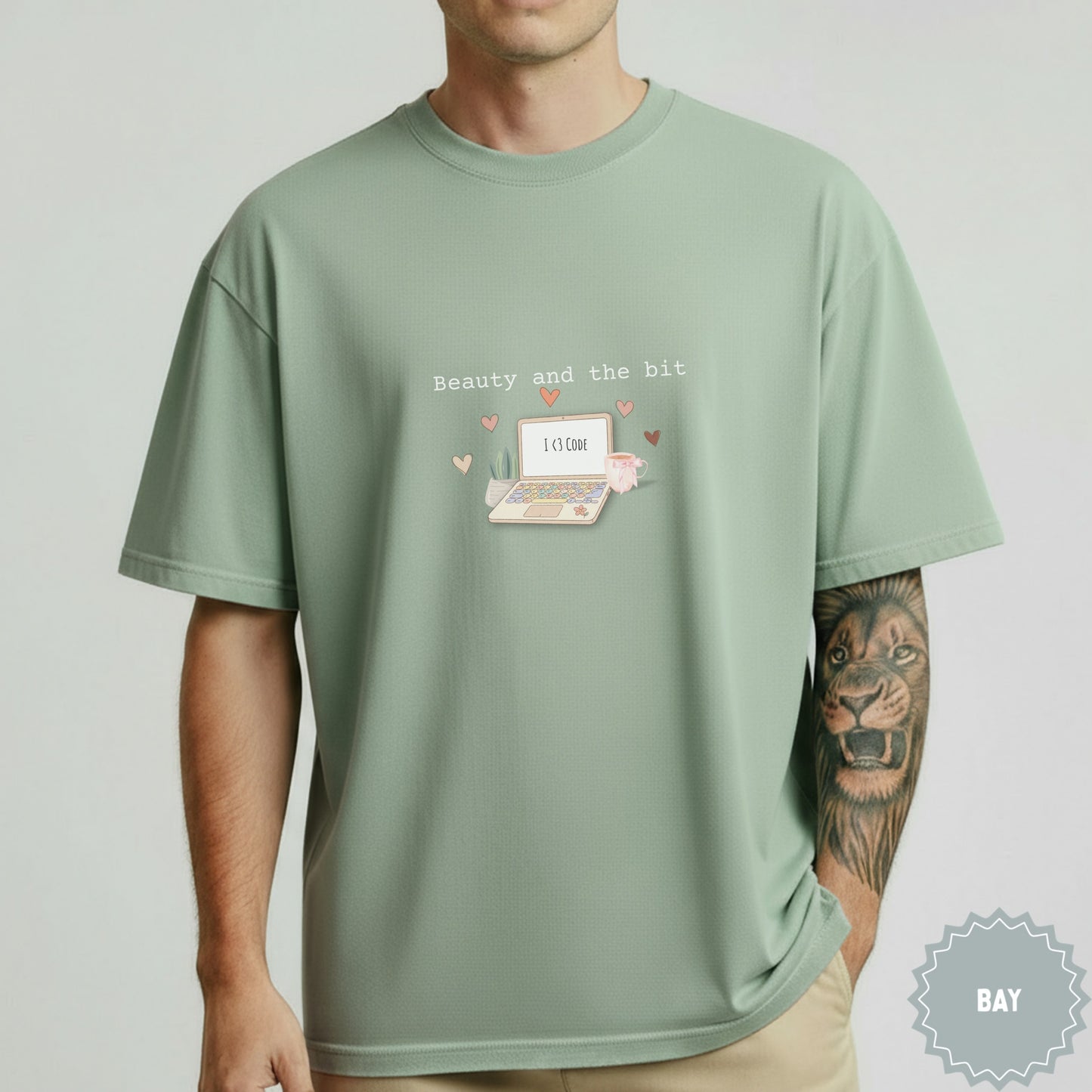 Beauty and the Bit Graphic Tee for Coding Enthusiasts