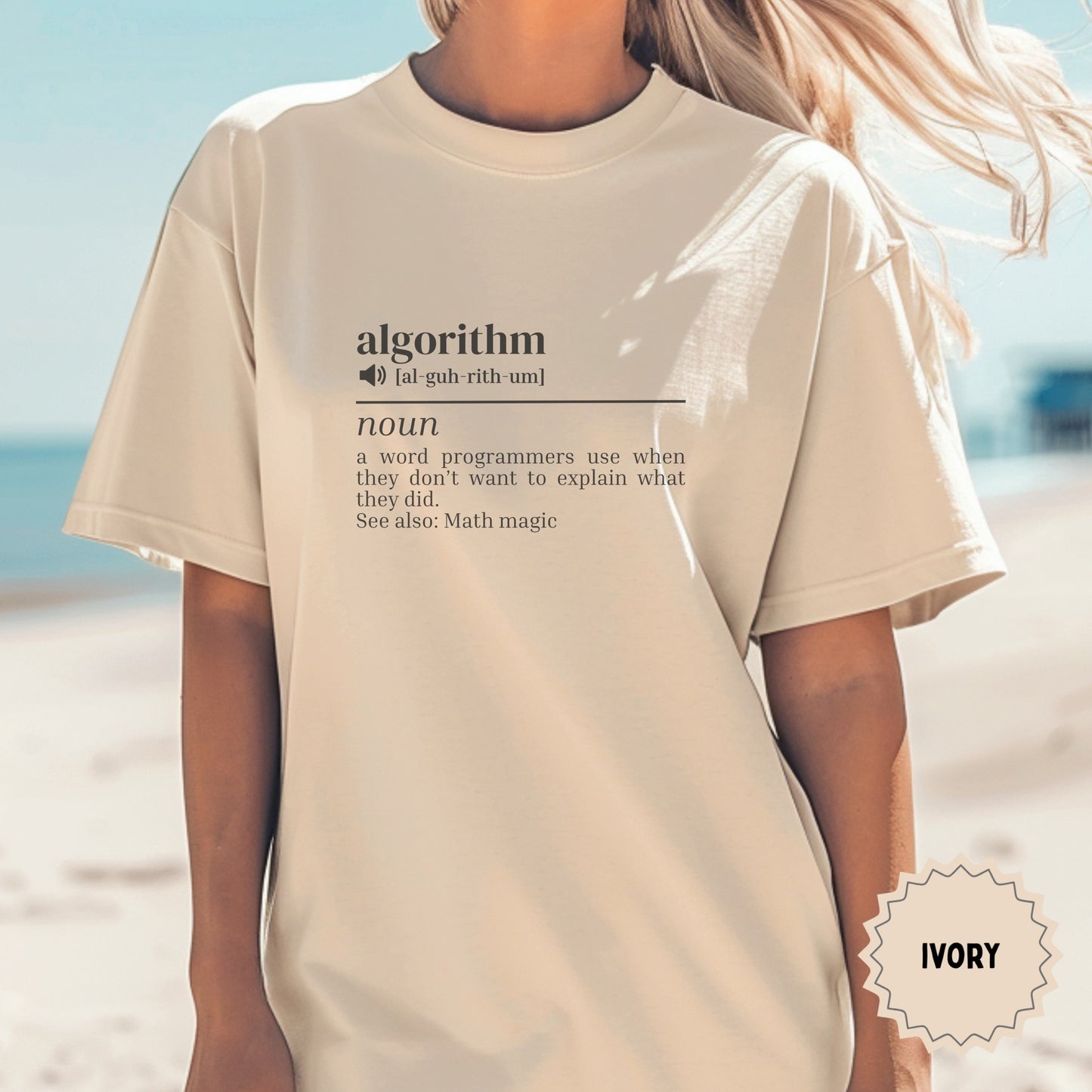 Algorithm Definition Print Ivory T-Shirt Casual Fashion