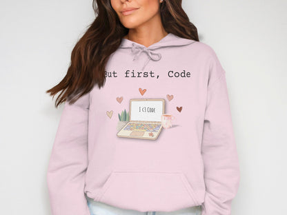 But First Code I <3 Code Laptop Hoodie